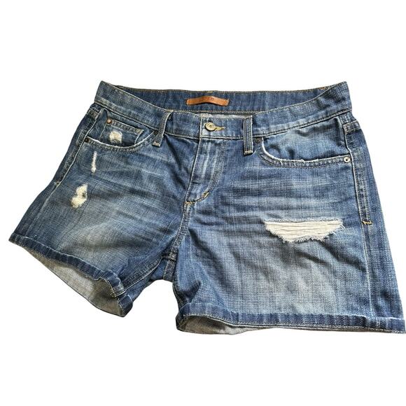 Joe’s Jeans Raw Edge Hem Frayed Distressed Denim Blue Jean Shorts Sz 27 - Picture 1 of 7